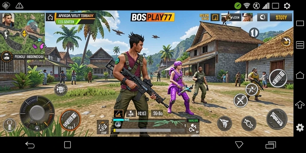 Tampilan utama aplikasi BOSPLAY77 yang sederhana dan fungsional.