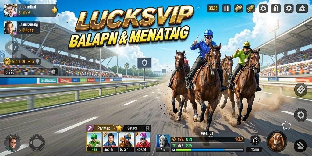 Screenshot LUCKSVIP menunjukkan aksi balapan yang mendebarkan.