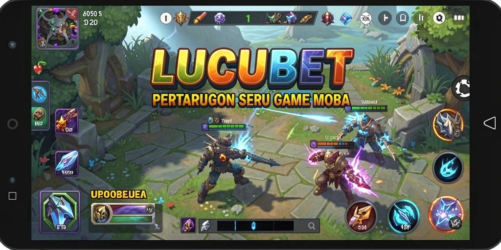 Gameplay seru LUCUBET di arena pertempuran MOBA.