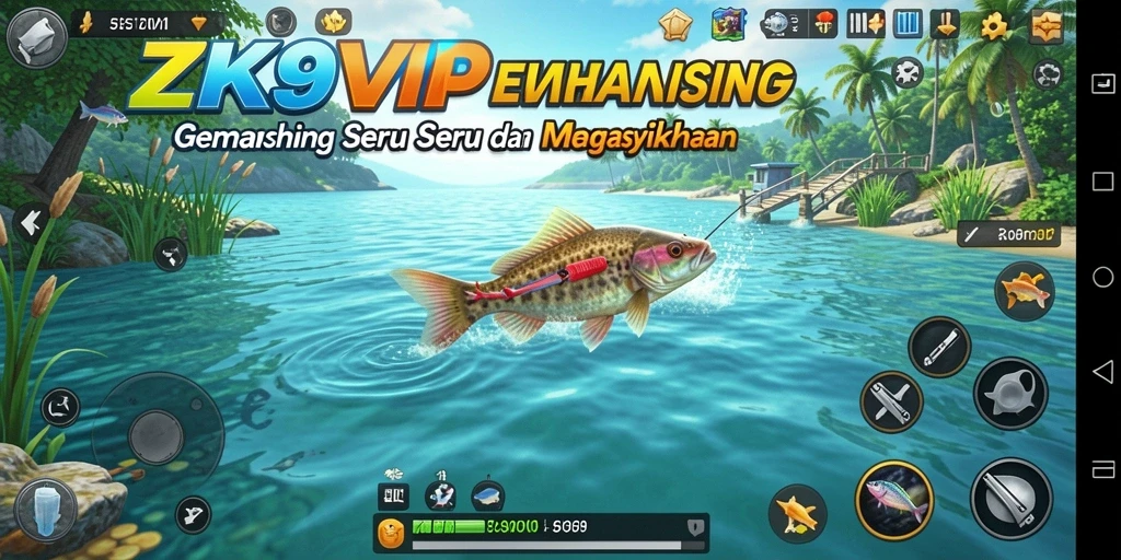 Tampilan gameplay ZK9VIP dengan aksi memancing yang seru dan menantang.